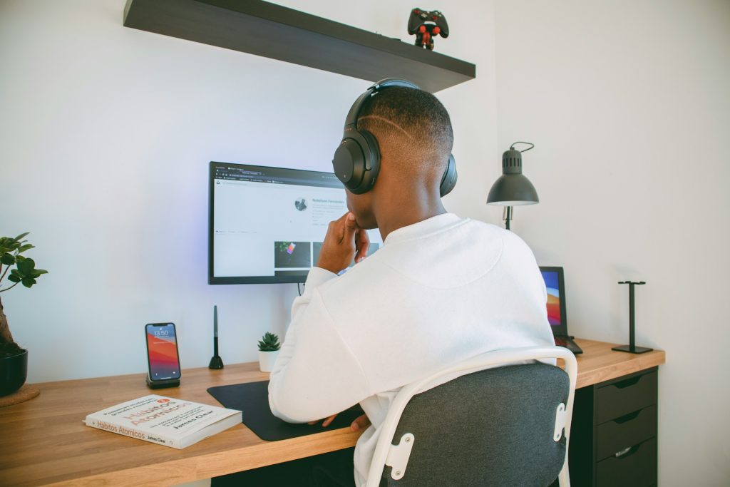 Man focusing on deep work at his desk